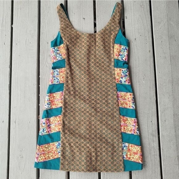 Judith March‎ Embroidered Mini Sheath Dress Floral Lace Multicolor Medium - Picture 1 of 6